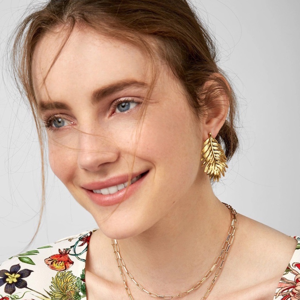 Gold plated palm leaf earrings